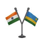 India & Rwanda Dual Car Dashboard Flag of 2in x 3in With A Plastic Base
