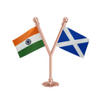 India & Scotland Dual Car Dashboard Flag of 2in x 3in With A Plastic Base