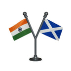 India & Scotland Dual Car Dashboard Flag of 2in x 3in With A Plastic Base