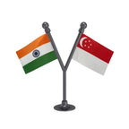 India & Singapore Dual Car Dashboard Flag of 2in x 3in With A Plastic Base