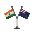 India & South Georgia & The South Sandwich Islands Dual Car Dashboard Flag of 2in x 3in With A Plastic Base