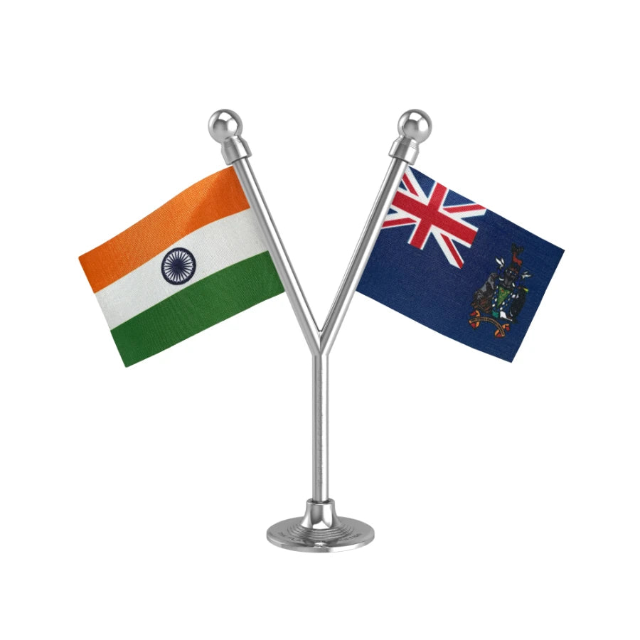 India & South Georgia & The South Sandwich Islands Dual Car Dashboard Flag of 2in x 3in With A Plastic Base