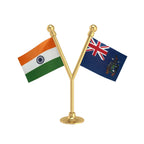 India & South Georgia & The South Sandwich Islands Dual Car Dashboard Flag of 2in x 3in With A Plastic Base