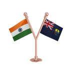 India & Saint Helena Dual Car Dashboard Flag of 2in x 3in With A Plastic Base
