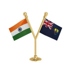 India & Saint Helena Dual Car Dashboard Flag of 2in x 3in With A Plastic Base