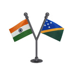 India & Solomon Islands Dual Car Dashboard Flag of 2in x 3in With A Plastic Base