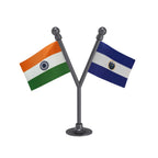 India & El Salvador Dual Car Dashboard Flag of 2in x 3in With A Plastic Base