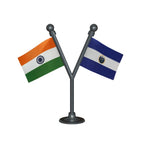 India & El Salvador Dual Car Dashboard Flag of 2in x 3in With A Plastic Base