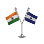 India & El Salvador Dual Car Dashboard Flag of 2in x 3in With A Plastic Base