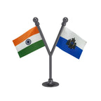 India & El Salvador Dual Car Dashboard Flag of 2in x 3in With A Plastic Base