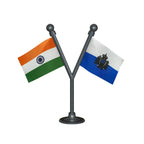 India & El Salvador Dual Car Dashboard Flag of 2in x 3in With A Plastic Base