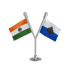 India & El Salvador Dual Car Dashboard Flag of 2in x 3in With A Plastic Base