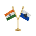 India & El Salvador Dual Car Dashboard Flag of 2in x 3in With A Plastic Base