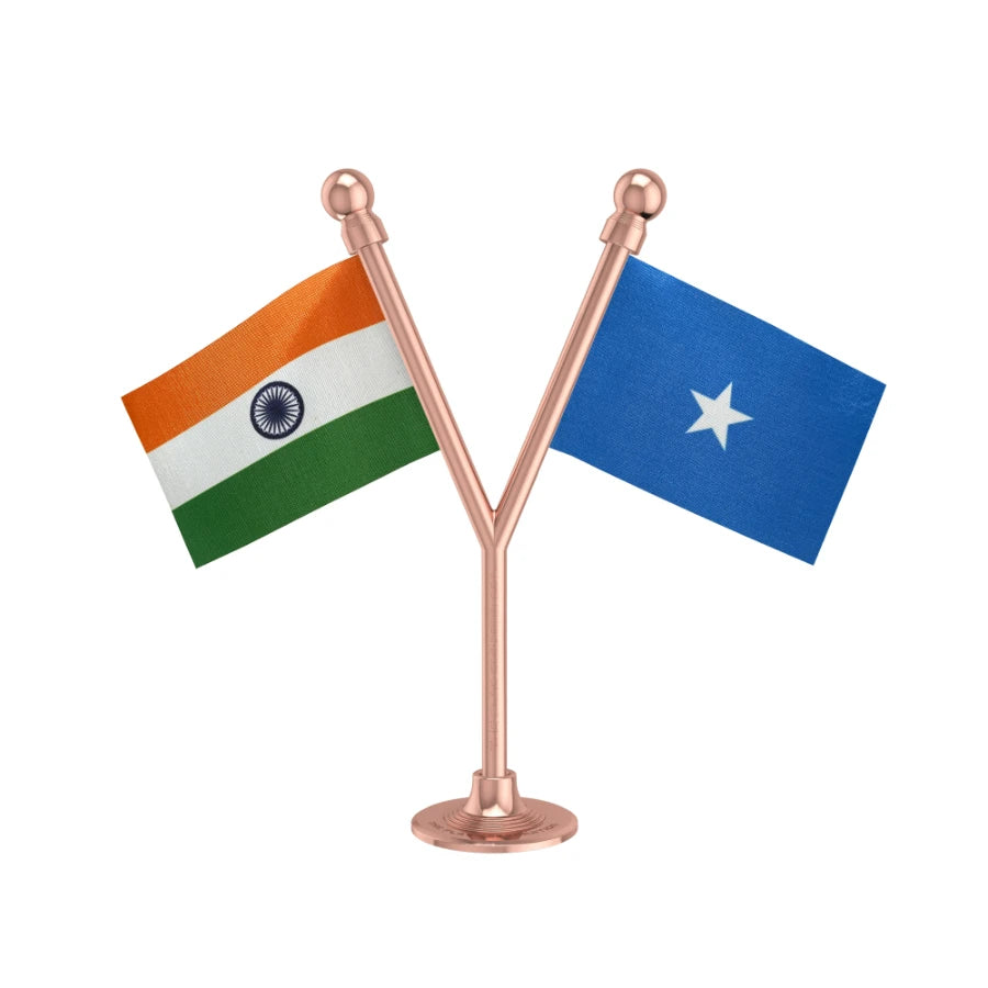 India & Solomon Dual Car Dashboard Flag of 2in x 3in With A Plastic Base