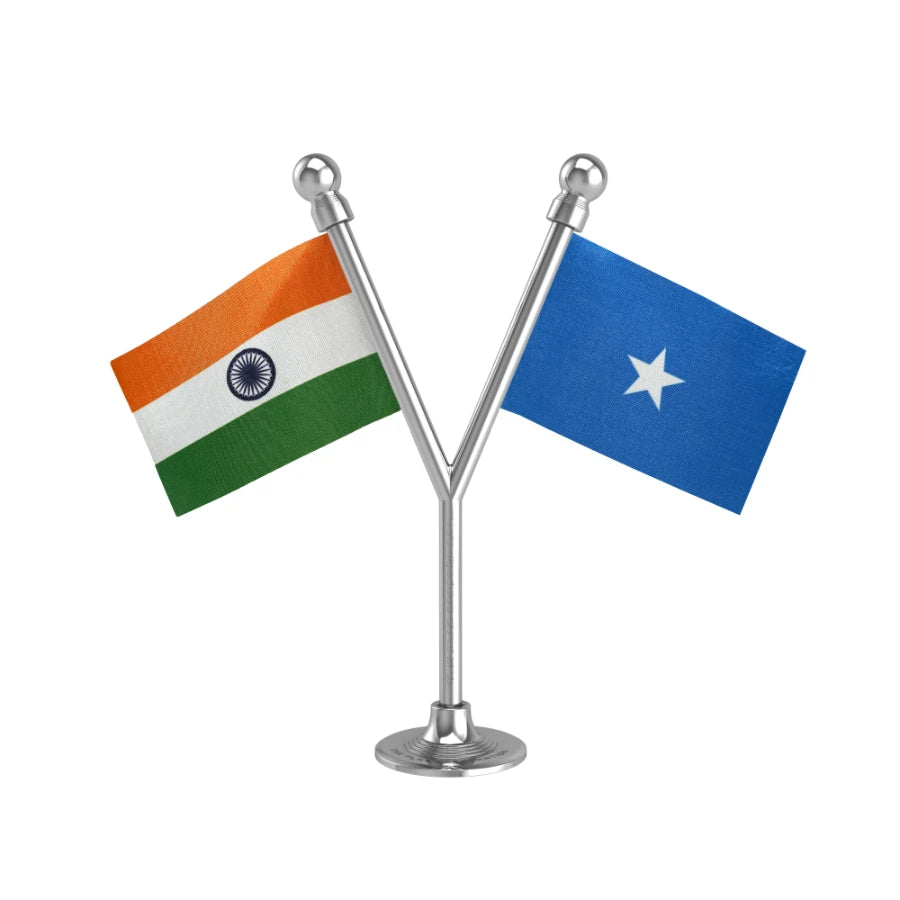 India & Solomon Dual Car Dashboard Flag of 2in x 3in With A Plastic Base