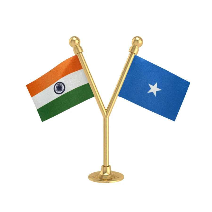 India & Solomon Dual Car Dashboard Flag of 2in x 3in With A Plastic Base