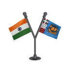 India & Saint Pierre & Miquelon Dual Car Dashboard Flag of 2in x 3in With A Plastic Base