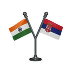 India & Serbia Dual Car Dashboard Flag of 2in x 3in With A Plastic Base