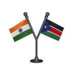 India & South Sudan Dual Car Dashboard Flag of 2in x 3in With A Plastic Base