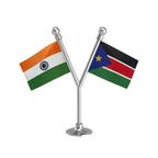 India & South Sudan Dual Car Dashboard Flag of 2in x 3in With A Plastic Base