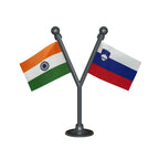 India & Slovenia Dual Car Dashboard Flag of 2in x 3in With A Plastic Base