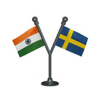 India & Sweden Dual Car Dashboard Flag of 2in x 3in With A Plastic Base