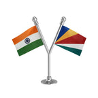 India & Seychelles Dual Car Dashboard Flag of 2in x 3in With A Plastic Base