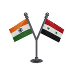 India & Syria Dual Car Dashboard Flag of 2in x 3in With A Plastic Base