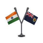 India & Turks & Caicos Islands Dual Car Dashboard Flag of 2in x 3in With A Plastic Base