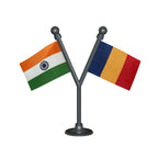 India & Chad Dual Car Dashboard Flag of 2in x 3in With A Plastic Base
