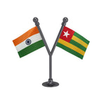 India & Togo Dual Car Dashboard Flag of 2in x 3in With A Plastic Base