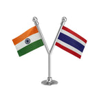 India & Thailand Dual Car Dashboard Flag of 2in x 3in With A Plastic Base