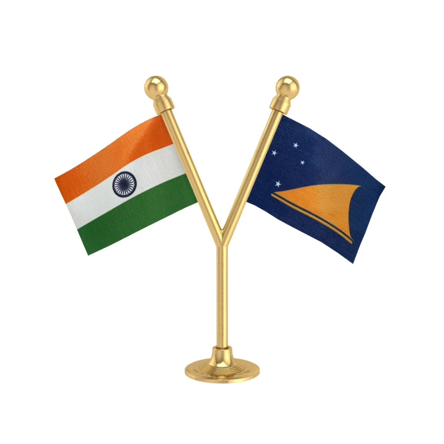 India & Tokelau Dual Car Dashboard Flag of 2in x 3in With A Plastic Base