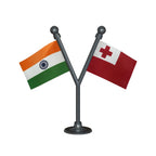 India & Tonga Dual Car Dashboard Flag of 2in x 3in With A Plastic Base