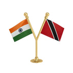 India & Trinidad & Tobago Dual Car Dashboard Flag of 2in x 3in With A Plastic Base