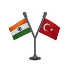 India & Turkey Dual Car Dashboard Flag of 2in x 3in With A Plastic Base