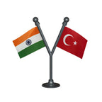 India & Turkey Dual Car Dashboard Flag of 2in x 3in With A Plastic Base
