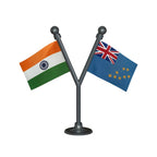 India & Tuvalu Dual Car Dashboard Flag of 2in x 3in With A Plastic Base