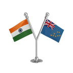 India & Tuvalu Dual Car Dashboard Flag of 2in x 3in With A Plastic Base