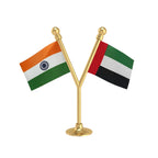 India & United Arab Emirates (UAE) Dual Car Dashboard Flag of 2in x 3in With A Plastic Base