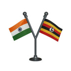 India & Uganda Dual Car Dashboard Flag of 2in x 3in With A Plastic Base