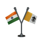 India & Holy See (Vatican) Dual Car Dashboard Flag of 2in x 3in With A Plastic Base