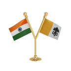 India & Holy See (Vatican) Dual Car Dashboard Flag of 2in x 3in With A Plastic Base