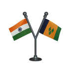 India & Saint Vincent & Grenadines Dual Car Dashboard Flag of 2in x 3in With A Plastic Base