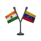 India & Venezuela Dual Car Dashboard Flag of 2in x 3in With A Plastic Base