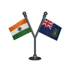 India & British Virgin Islands Dual Car Dashboard Flag of 2in x 3in With A Plastic Base