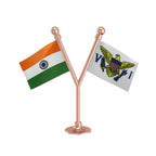 India & US Virgin Islands Dual Car Dashboard Flag of 2in x 3in With A Plastic Base