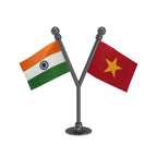 India & Vietnam Dual Car Dashboard Flag of 2in x 3in With A Plastic Base