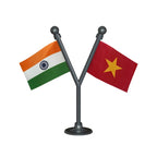 India & Vietnam Dual Car Dashboard Flag of 2in x 3in With A Plastic Base
