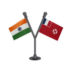 India & Wallis & Futuna Islands Dual Car Dashboard Flag of 2in x 3in With A Plastic Base